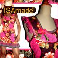 Tunique/Robe « Salsa Caliente » modèle unique de Voile de coton fleuri aux couleurs acidulées