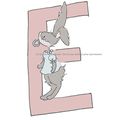 "E" letter for a new born baby welcoming card 