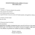 Liste fournitures scolaires Cycle 3 - Rentrée 2015