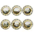 A set of six Nymphenburg polychrome and gilt painted topographical plates with views of the river Rhine, early 19th century