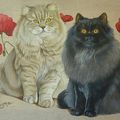 Couple de chats British longhair - Huile sur toile de lin