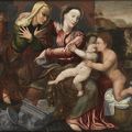 Ecole flamande du XVIème siècle, atelier de Jan Massys, La sainte Famille avec sainte Anne et saint Jean Baptiste
