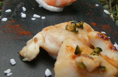 Gambas épicées sur son lit craquant