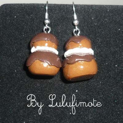 Boucles d'oreilles "Religieuses au chocolat"