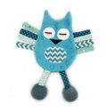 Doudou hibou plat bleu