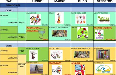 planning TAP 3 ème TRIMESTRE