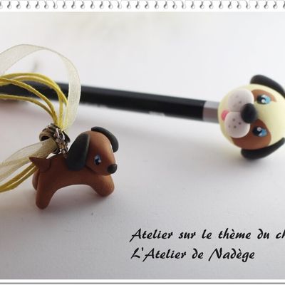Atelier enfant pâte polymère, thème chien 