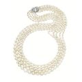 Impressive Natural Pearl, Seed Pearl and Diamond Necklace
