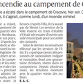 Incendie dans un campement