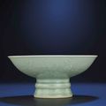 A large celadon-glazed stem bowl, Yongzheng six-character seal mark and of the period (1723-1735) 