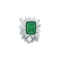 22.21 carats Colombian Emerald and Diamond Brooch, Harry Winston