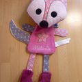 Doudou plat renard rose personnalisé