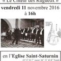 LE CHOEUR DES RUGUEUX en concert à TOULENNE le 11 novembre 2016 à 16 h.