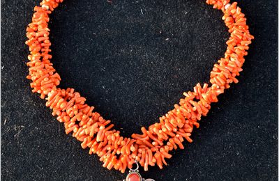 Collier corail ancien argent cornaline