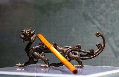 Copper Brushrest with Chilong Design, Ming Dynasty (1368-1644), Tianjin Eaglewood Art Museum