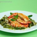 Crevettes pimentées au pesto de pistache et de menthe