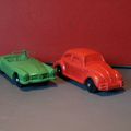 La VW Coccinelle et la Mercedes 190 SL en vynil TOMTE LAERDAL ! Des premiers jouets pour bébé vintage !