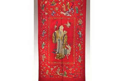 Grande tenture de mariage brodée. Chine, XIXe siècle.