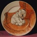 Peinture sur assiette en faience