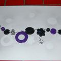 mes créations fimo...collier violet+noir, peace&love+buddha