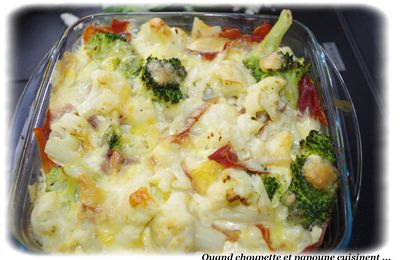 GRATIN DE CHOU-FLEUR ET BROCOLI AU JAMBON