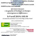 AU BLANC-MESNIL:REUNION PUBLIQUE LE 9 AVRIL A 18H30 , LA GAUCHE ET L'ECOLOGIE EN EUROPE CONVERGENCES ET DIFFERENCES