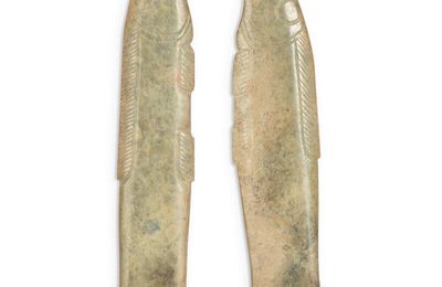 Two archaic jade fish-form pendants, Shang - Western Zhou dynasty