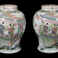 A rare large pair of Chinese Famille Rose vases, Yongzheng period (1723-1735)