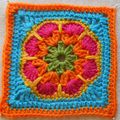 Le carré fleur africaine au crochet sans hexagone - Tutoriel 