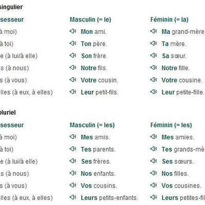 Les adjectifs possessifs