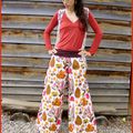 Pantalon "vintage colors" t 38/40 en tissus vintage 100% coton VENDU