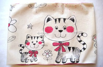 VENDU Snood Tour de Cou Foulard pour Fille en Coton "Chats Tigrés Rose" jersey de coton fuchsia