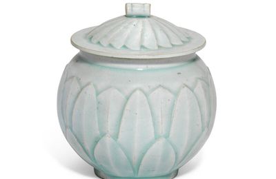A Qingbai carved 'lotus' jar and cover, Song dynasty (960-1279 AD)
