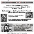 STAGE : Neuves-Maisons, 22 avril 2018, Ju-Jitsu - Goshin - Karatédo Shotokaï, F. LÉONARD (2°Dan), C. DAMBRINE (2°Dan) (FEKAMT)