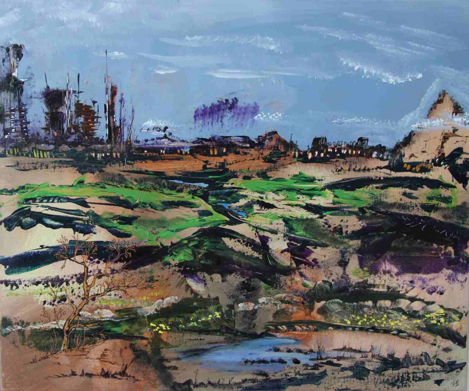 En exil des batailles du monde- acryl- 65cm X 54 (15F)- N°170 ND-