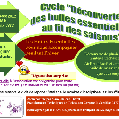 Nouvel atelier/stage le samedi 20 Octobre de 14 h