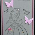 Carte d'anniversaire pour fille romantique et poétique avec envolée de papillons
