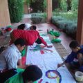 Début de réalisation d'une fresque à l'accueil des enfants et des jeunes à l'association Ourika Tadamoune, ce mardi 19 septembre
