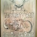 Affiche Rat Motorbike travail aux crayons de couleur ! 50x70 