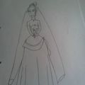 Dessin au crayon à papier de Tiana en robe de mariée