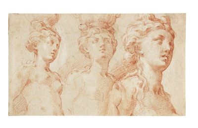 Girolamo Francesco Mazzola, called il Parmigianino (Parma 1503-1540 Casal Maggiore), Three studies of a nude female figure