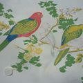 1673 - Tissu Vintage Romanex avec oiseaux perroquets
