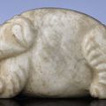 A small grey jade carving of an elephant, Late Ming dynasty, 16th-17th century