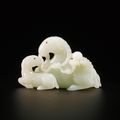 A white jade 'ram' group, Qing dynasty, 18th century