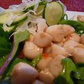 Salade de pétoncles, vinaigrette thaïe