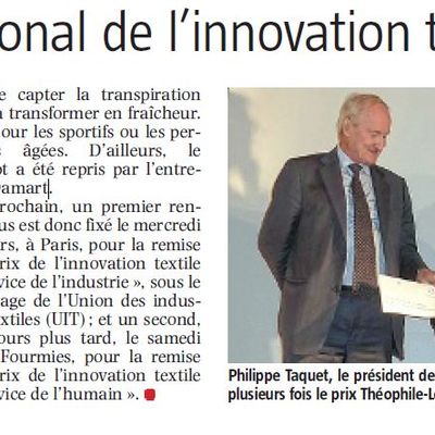 Théophile Legrand, sa Fondation et son Prix de l'Innovation Textile dans les médias en 2014