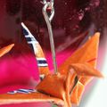 VENDUES - Origami - Boucles d'oreilles Grues oranges fleuries