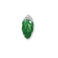 Highly translucent emerald green jadeite 'Leaf' and diamond pendant