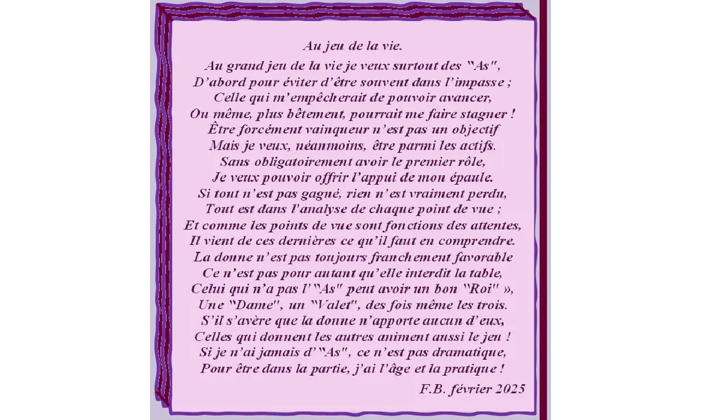 Au grand jeu de la vie
