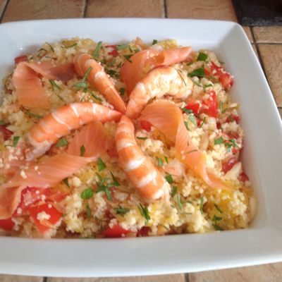 Taboulé marin au saumon et crevettes